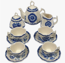 Load image into Gallery viewer, Mini 13 piece Classic Floral Rose Transferware Porcelain Tea Set