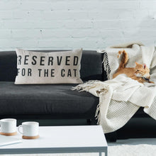 Load image into Gallery viewer, Cotton Lumbar Pillow "Reserved For The Cat"