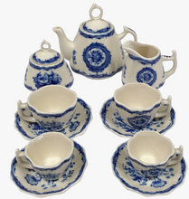 Load image into Gallery viewer, Mini 13 piece Classic Floral Rose Transferware Porcelain Tea Set