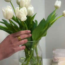 Load image into Gallery viewer, Vinyl ring filled with 24 karat gold leaf, sealed with a prayer of protection and sacred oils. Often worn in even numbers, in sets of 3, 5, 7, or 9, for a beautiful statement and to bring good luck.  Kumali jewelry is light, flexible, comfortable, waterproof, and resistant to time. The perfect summer-proof (and shower-proof!) staple.