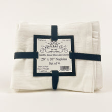 Load image into Gallery viewer, This set of four 20x20 napkins is the perfect blank canvas for serious crafters to display their handcrafted masterpieces. One can use it for embroidery and appliques, silk screening, screen printing, heat transfers, painting, DIY crafting, and a variety of fun activities. Not only are they great for crafts, but for beautiful home decor.  Materials: 100% Cotton  - Heavy Weight  - High Quality   - High Absorbent   - Lint-Free  - Organic   - Sustainable