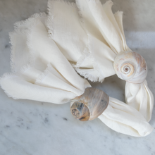 Load image into Gallery viewer, The power of simplicity, these White color napkins with delicate fringes will perfectly match your table for any special event or during your daily family meals.  Two napkins per set.  Size: 40 x 40 cm / 16" x 16" inch