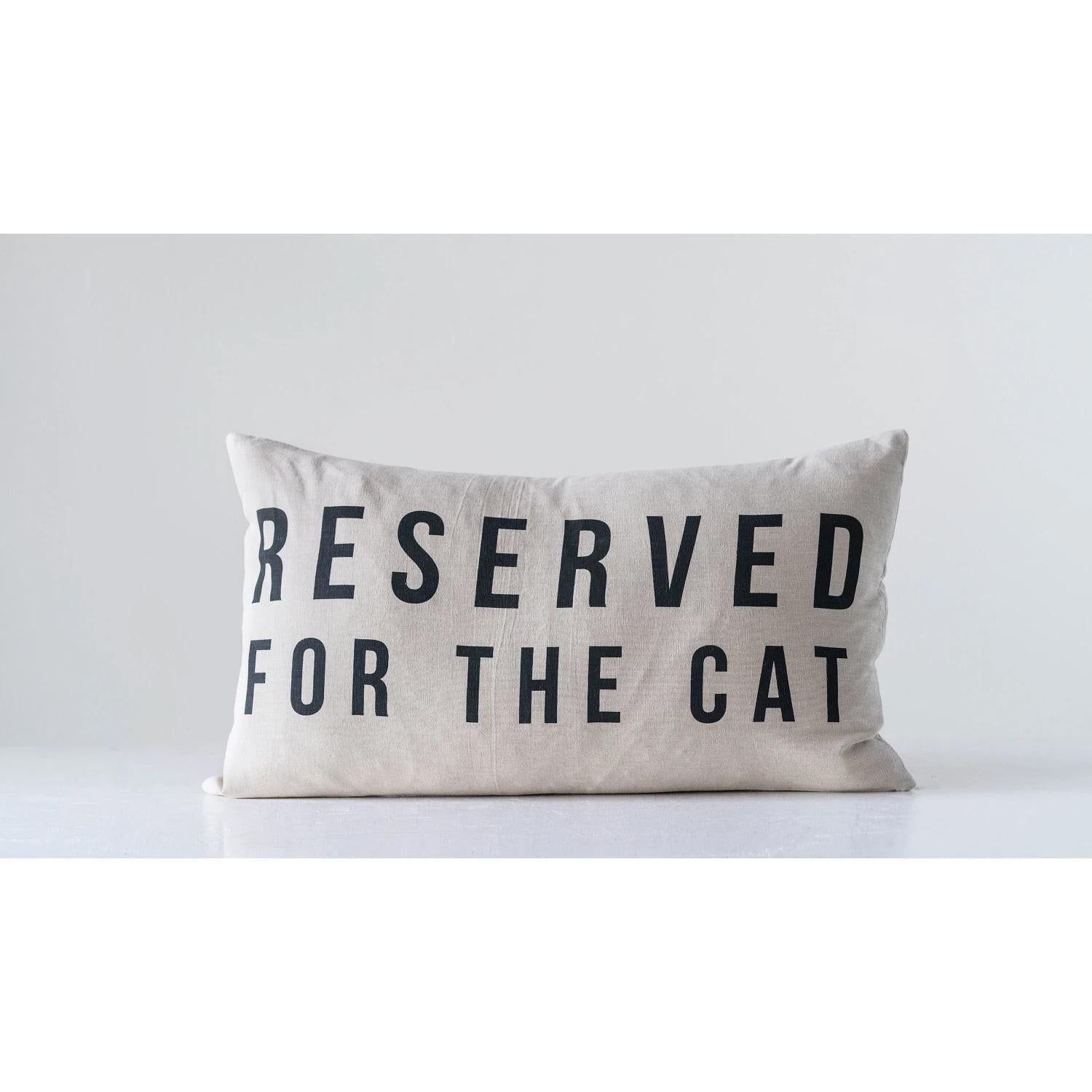 Cotton Lumbar Pillow "Reserved For The Cat"
