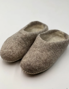 Handmade Wool Slippers - Heather Brown