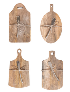 Mango Wood  Board with Knife - Natural