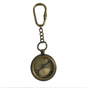 Antique Brass Compass Keychain