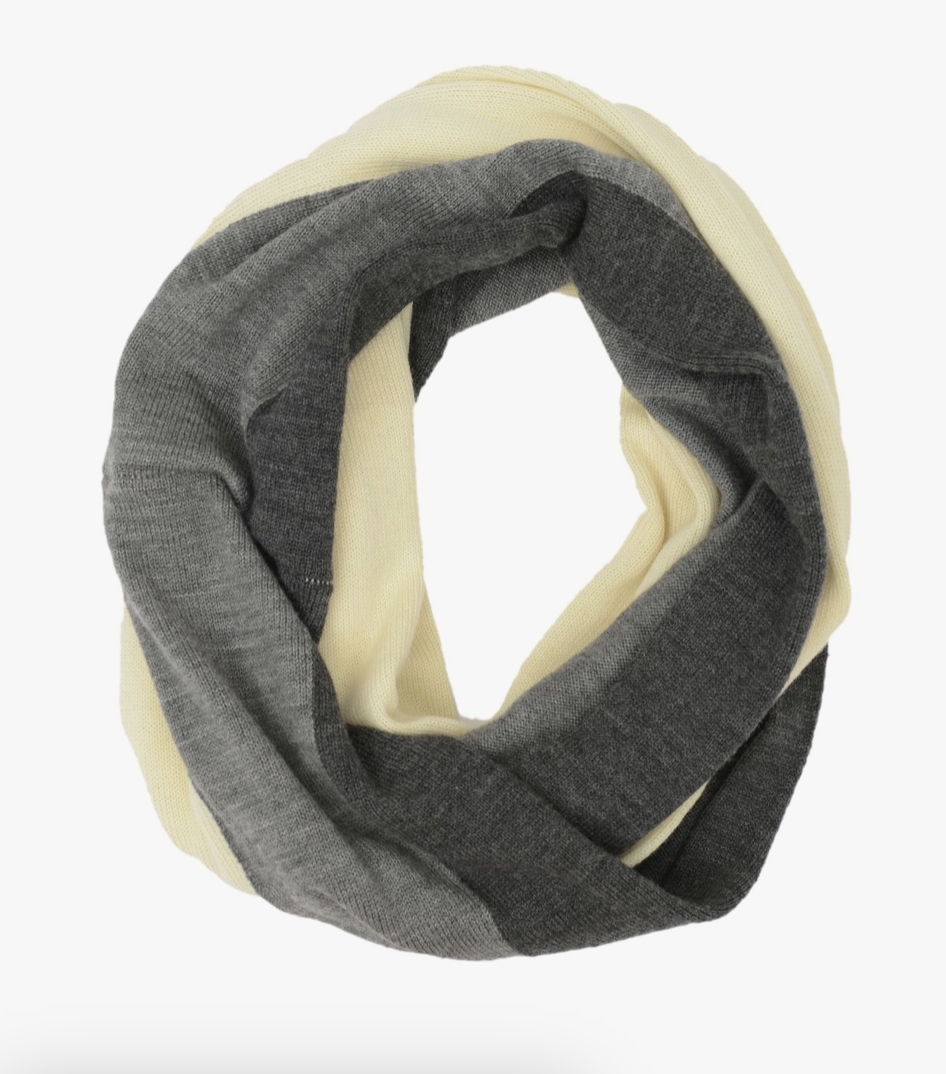 Merino Wool Loop Knit Scarf - Grey Natural Combo