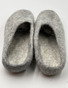 Handmade Wool Slippers - Light Grey