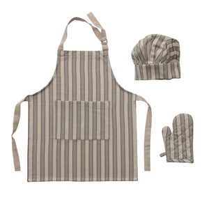 Cotton Child Apron w/ Chef Hat, Oven Mitt & Stripes