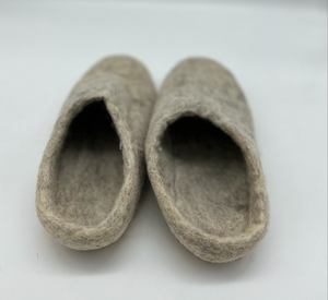 Handmade Wool Slippers - White Marl