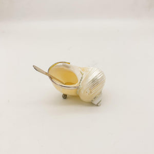 Shell Salt Pot with Sterling Silver Accents & Spoon