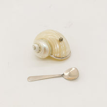 Load image into Gallery viewer, Shell Salt Pot with Sterling Silver Accents &amp; Spoon
