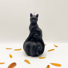 Load image into Gallery viewer, Black Cat on Pumpkin Shaped Candle - Unscented
