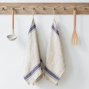 Blue Stripe Vintage Style Linen Kitchen Towel