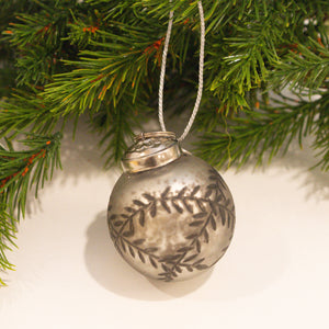 Etched Mercury Glass Ornament with Floral Pattern