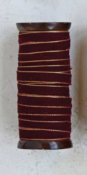 10 Yard Velvet Ribbon with Gold Metallic Edges