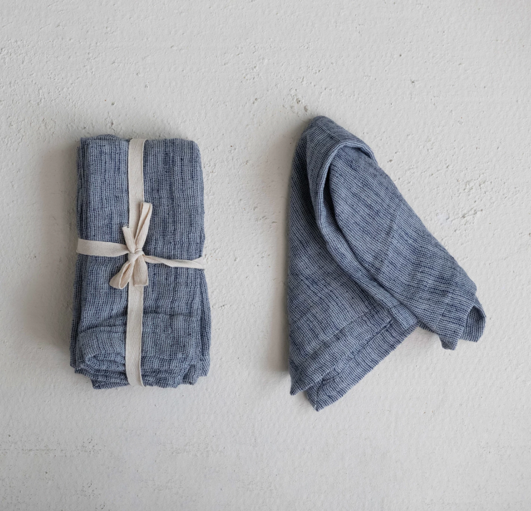 Set of 4 - Woven Cotton and Linen Slub Napkins