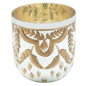 Gold Harvest Etched Mercury Glass Votive