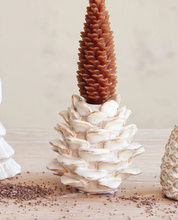 Load image into Gallery viewer, Stoneware Pinecone Taper Candle Holder - Cream
