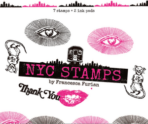 NYC Stamps - Set of 7, Magenta Style