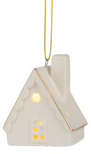 Load image into Gallery viewer, Ceramic House Ornaments with LED &amp; Gold Trim
