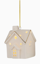 Load image into Gallery viewer, Ceramic House Ornaments with LED &amp; Gold Trim
