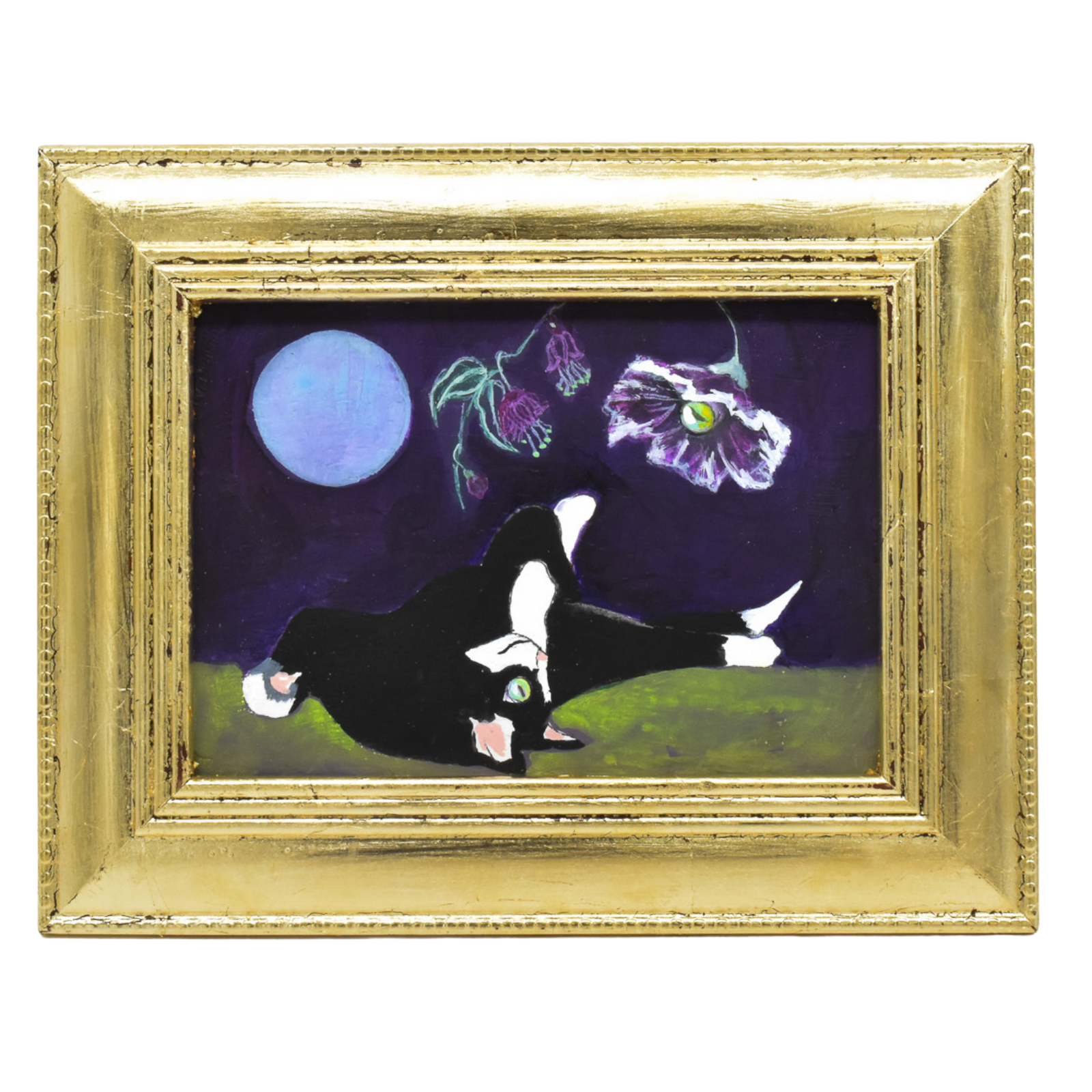 Black Cat with Flowers #2