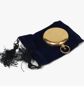Solid Polished Brass Pocket Compass - with Felt Pouch