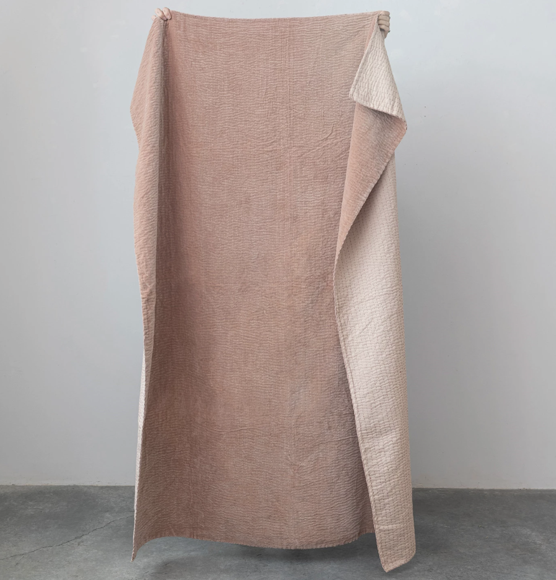 Cotton Velvet Throw with Kantha Stitch
