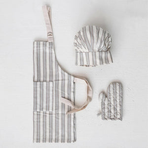 Cotton Child Apron w/ Chef Hat, Oven Mitt & Stripes