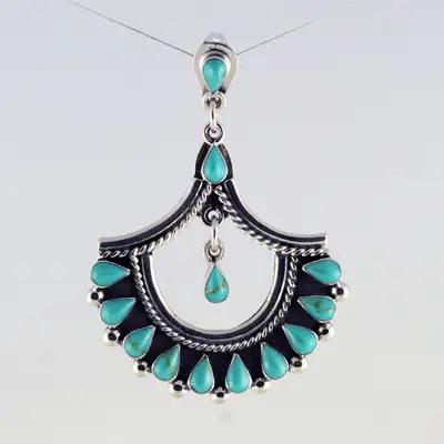 Sterling/Turquoise Fan Earrings