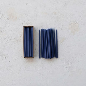 Thin Taper Candles in Box - Navy