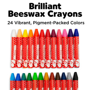 24 Brilliant Beeswax Crayons in Storage Case