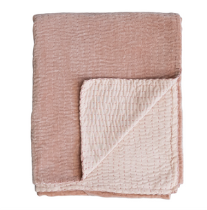 Cotton Velvet Throw with Kantha Stitch