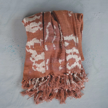 Load image into Gallery viewer, Cotton Slub Tie-Dyed Throw w/ Fringe - Sienna Color
