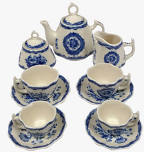 Load image into Gallery viewer, Mini 13 piece Classic Floral Rose Transferware Porcelain Tea Set
