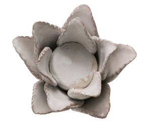 Terra-Cotta Flower Tealight Holder - White