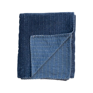 Cotton Velvet Throw with Kantha Stitch