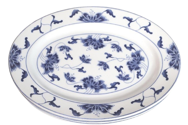 Blue Water Lily Serving Dish
