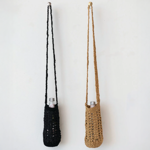 Raffia Crocheted Bottle Bag with Handle