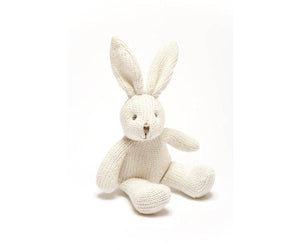 White Bunny Baby Rattle - Knitted Organic Cotton