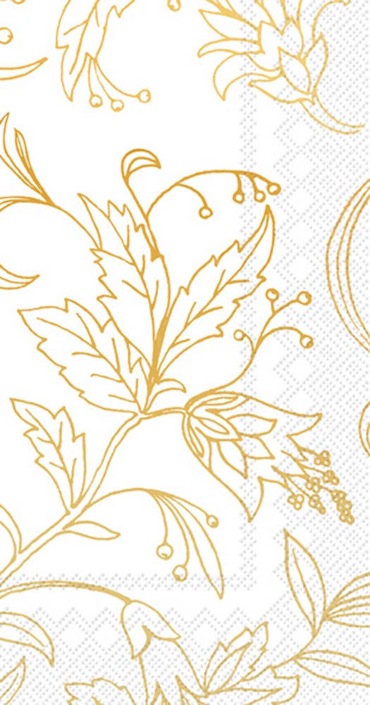Paper Guest Towels Golden Flower White Gold Fall