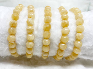 Honey Calcite Bracelet | Round Beaded Crystal Bracelet