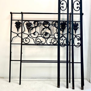 Realize your Riviera decor dreams with this beautiful French daybed frame. Includes a footboard identical to the headboard and side rails with matching adornments.   Pick up or local delivery only. Come by the shop to see this one-of-a-kind piece in person!   Dimensions: H 29" x W 75" x D 44". Interior will accommodate a twin-sized mattress. Iron