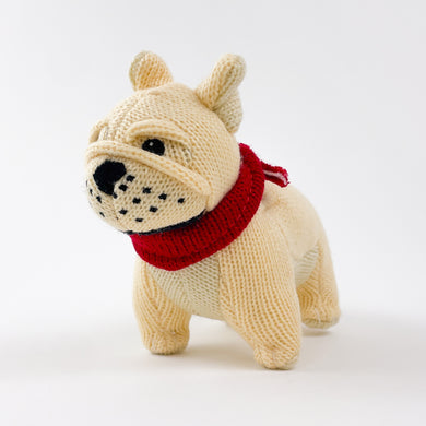 With all the personality and charm of a real French Bulldog pet, this bulldog baby rattle makes for the perfect new baby gift or baby shower present.  Suitable from birth, machine washable.  Material: Acrylic yarn and polyester fill.   Dimensions: 16cm x 12cm