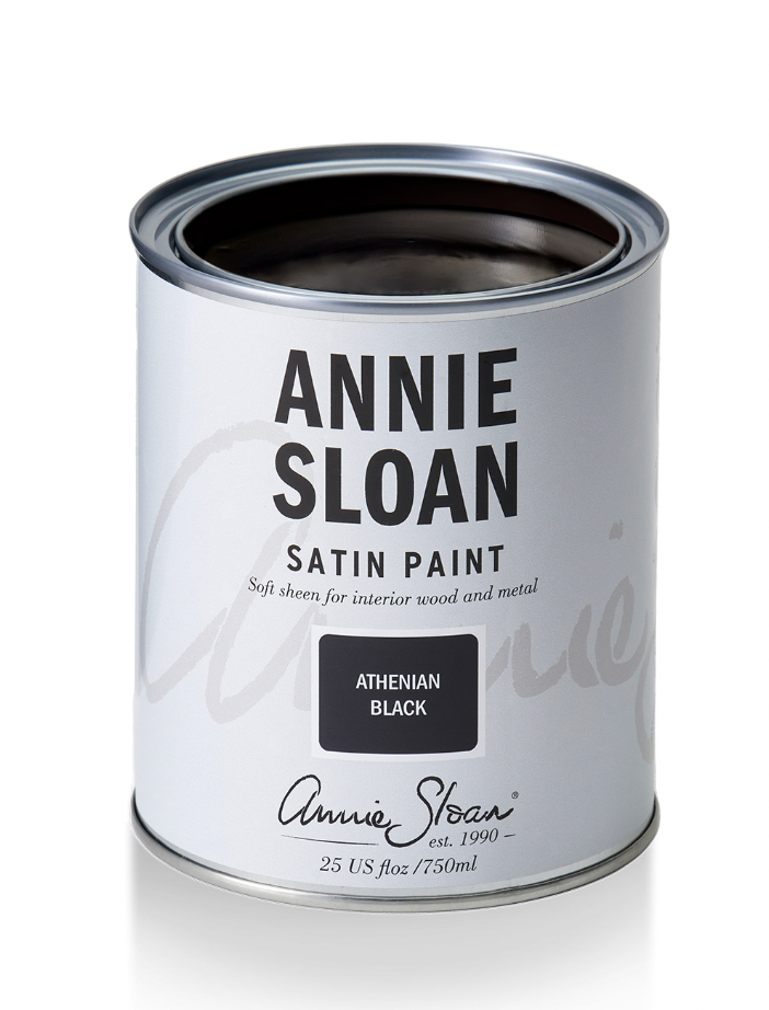 Annie Sloan Satin Paint in Athenian Black is a perfect, glossy, pitch-black. Ideal for adding drama, making a monochromatic statement on kitchen cabinets, or contrasting with other colours, this shade was inspired by the shadow figures painted on Ancient Greek pottery.