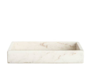 Beautifully handcrafted in India by skilled artisans, the Belle de Provence marble accessories are made from white marble with natural purple and grey veins. A luxurious accent for your home! A beautiful way to organize toiletries on your bathroom counter!  Dimensions:  9.5"x5.5"x1.5"  *Marble is a natural stone and each piece has unique variations.