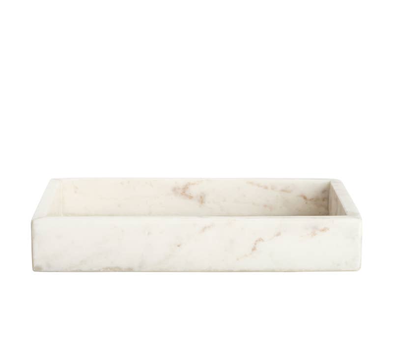 Beautifully handcrafted in India by skilled artisans, the Belle de Provence marble accessories are made from white marble with natural purple and grey veins. A luxurious accent for your home! A beautiful way to organize toiletries on your bathroom counter!  Dimensions:  9.5