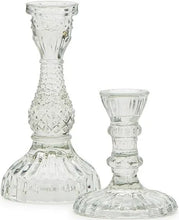 Load image into Gallery viewer, Casa Verde Clear Glass Candlesticks
