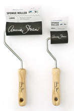 Load image into Gallery viewer, Our high quality Sponge Rollers are the perfect complement to the Annie Sloan Stencil collection. Available in Small and Large, they each feature an ergonomic wooden handle.  Refill sponge packs are also available in both sizes and contain seven replacement sponge heads per pack.  Small Sponge Roller head = 5cm  Large Sponge Roller head = 10cm

